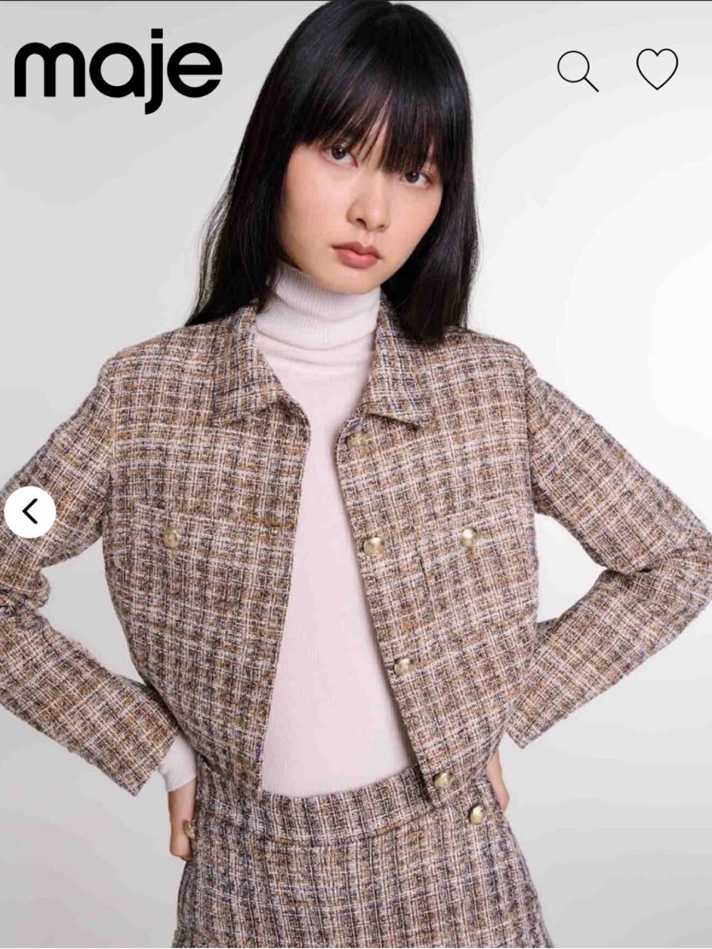 Maje Cropped Tweed Jacket with metallic thread size 36